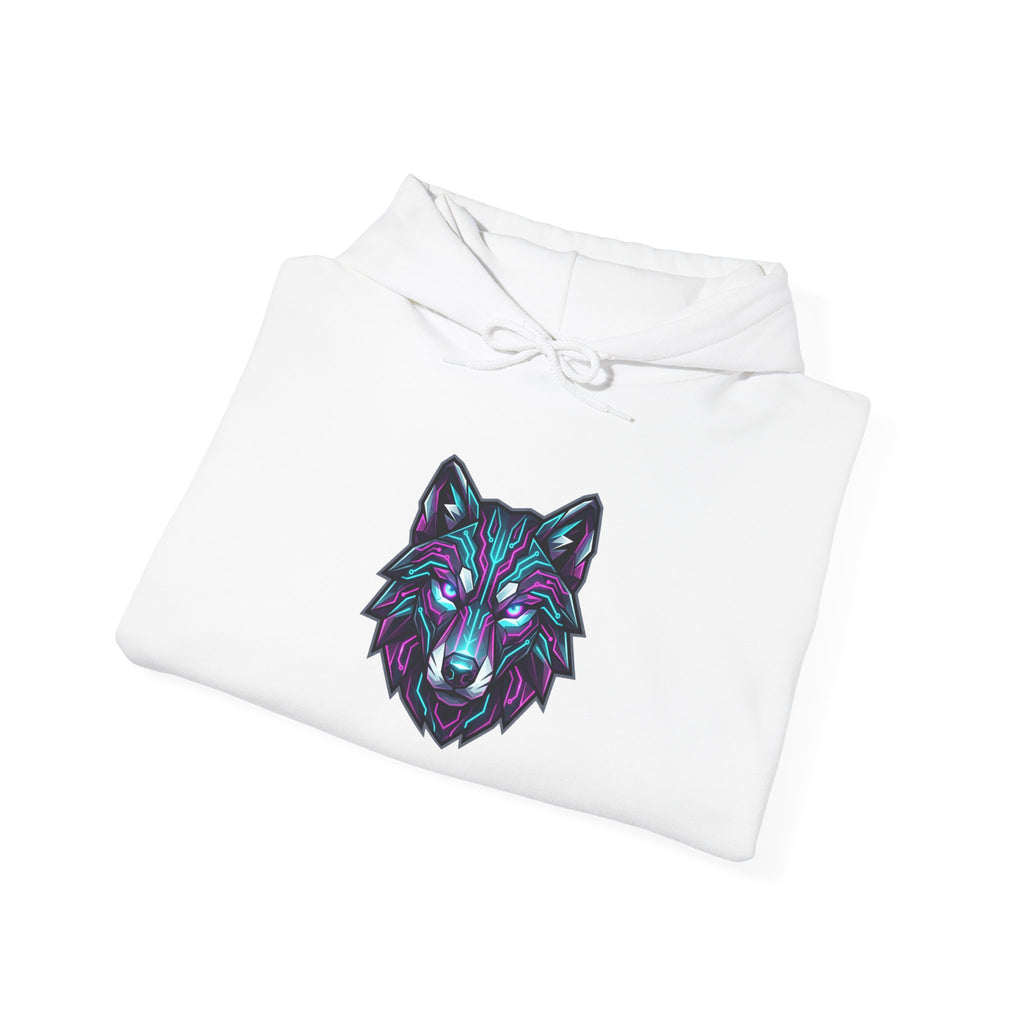 Mystic Wolf Hoodie — Neon Geometric Wolf Head Sweatshirt