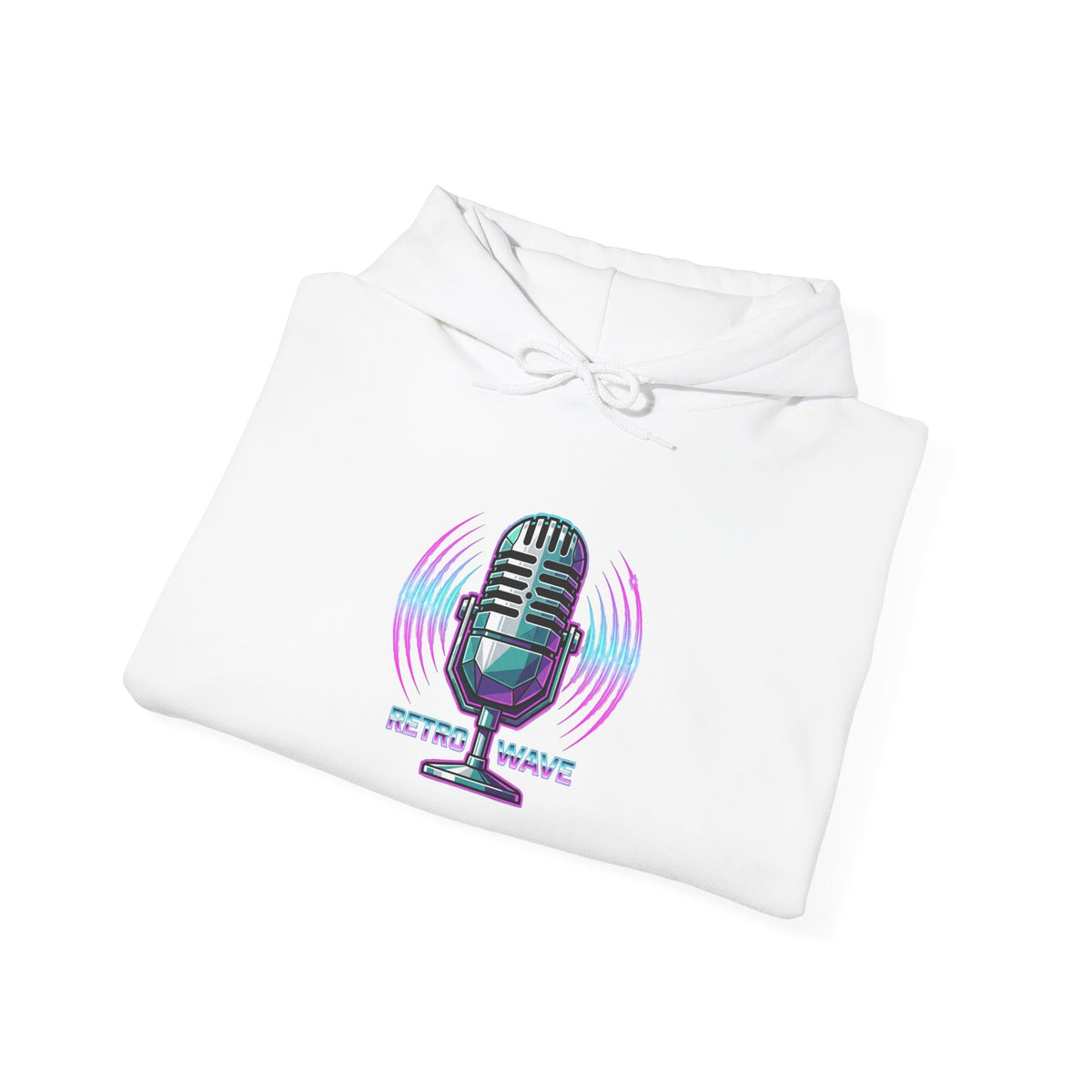 Podcast Microphone Hoodie — Retro Neon 'Studio Waves' Pullover