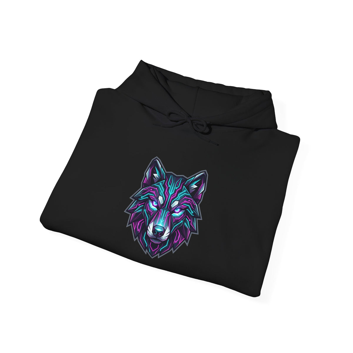 Mystic Wolf Hoodie — Neon Geometric Wolf Head Sweatshirt
