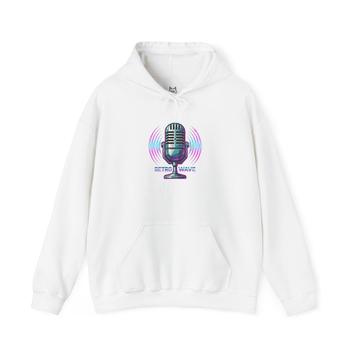 Podcast Microphone Hoodie — Retro Neon 'Studio Waves' Pullover