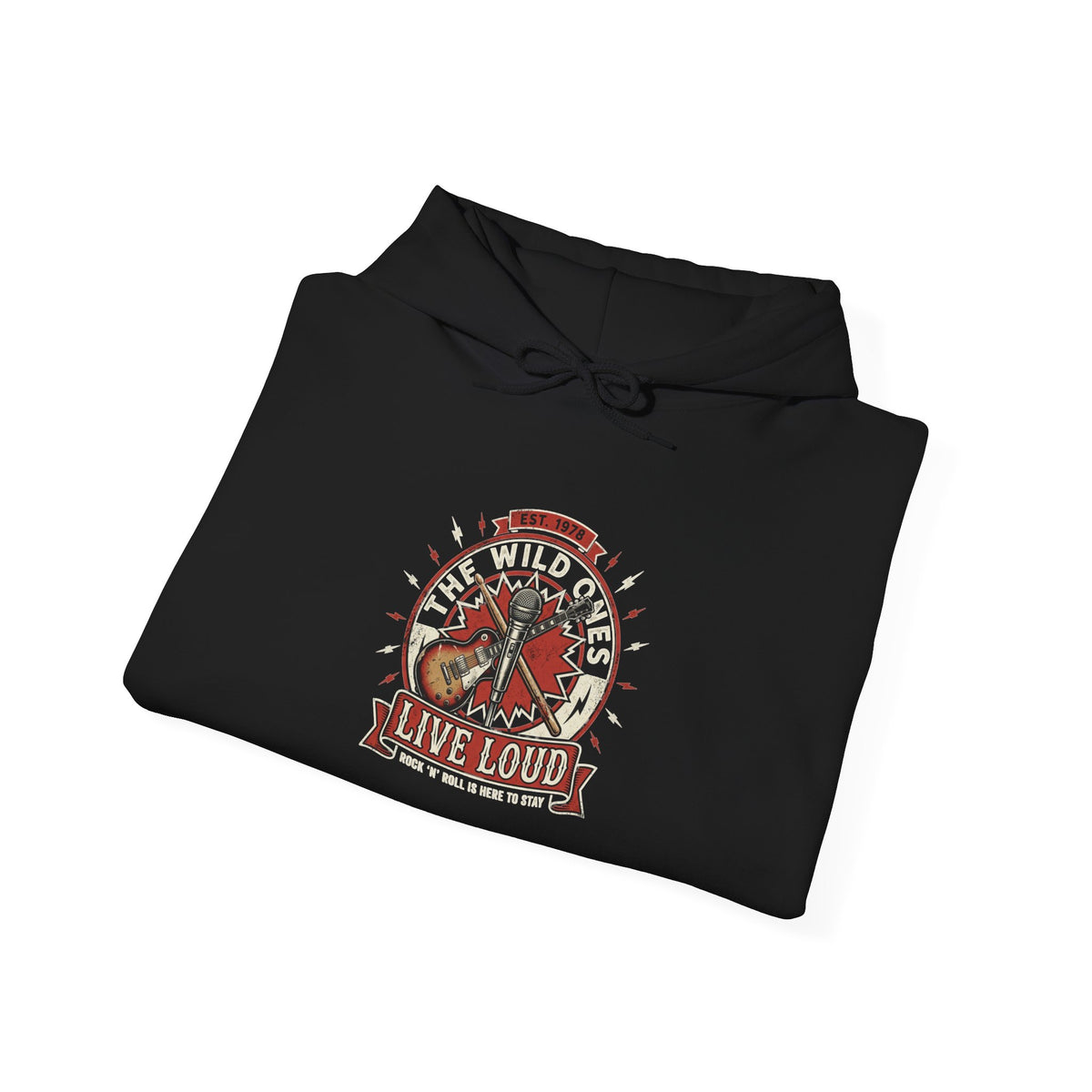 Live Loud Guitar Skull Hoodie — Rock Music Graphic Hooded Sweatshirt