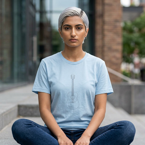 Guitar Outline Tee — Minimal Acoustic Guitar Graphic T-Shirt