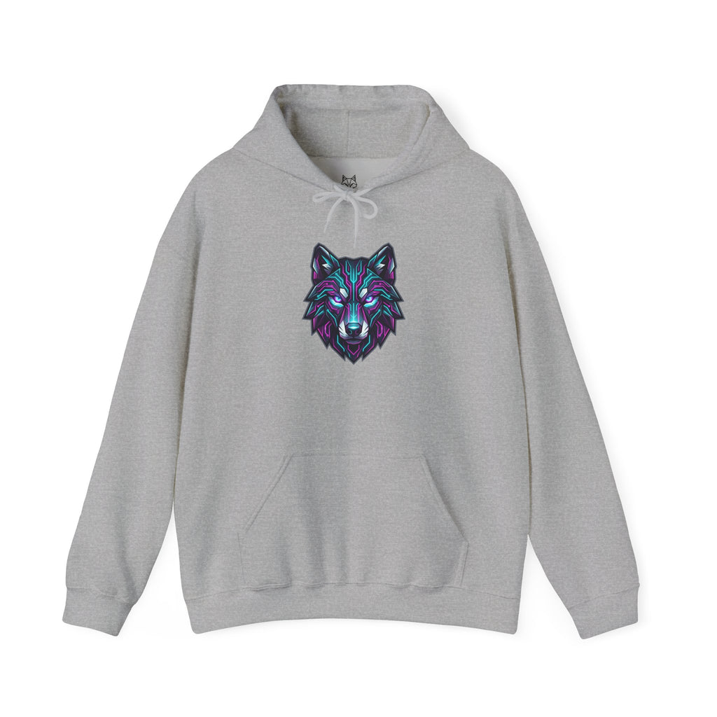 Mystic Wolf Hoodie — Neon Geometric Wolf Head Sweatshirt